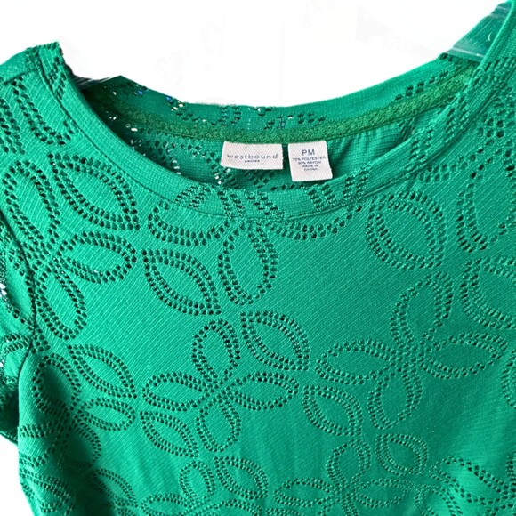 Westbound Short Sleeve Floral Green Lace Style Blouse Women’s Sz MP - Picture 10 of 10